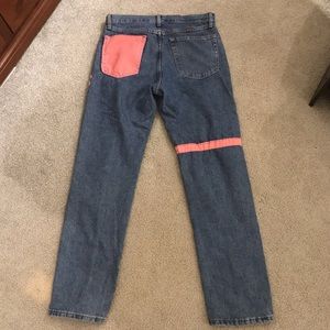 Custom blue/pink jeans